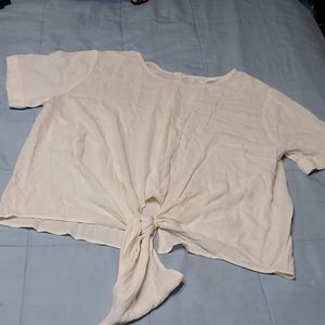 Sadie & Sage Ivory Blouse Tie Front Button Back S